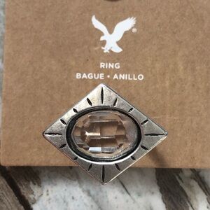 American Eagle Outfitters Edgy crystal & silver mixed metals ring size 7